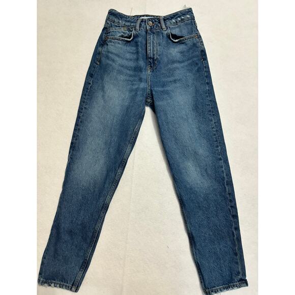 Zara High Wasted Straight Leg Ankle Jeans Size 4 - Picture 1 of 8